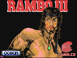 Rambo III title screen for Commodore 64